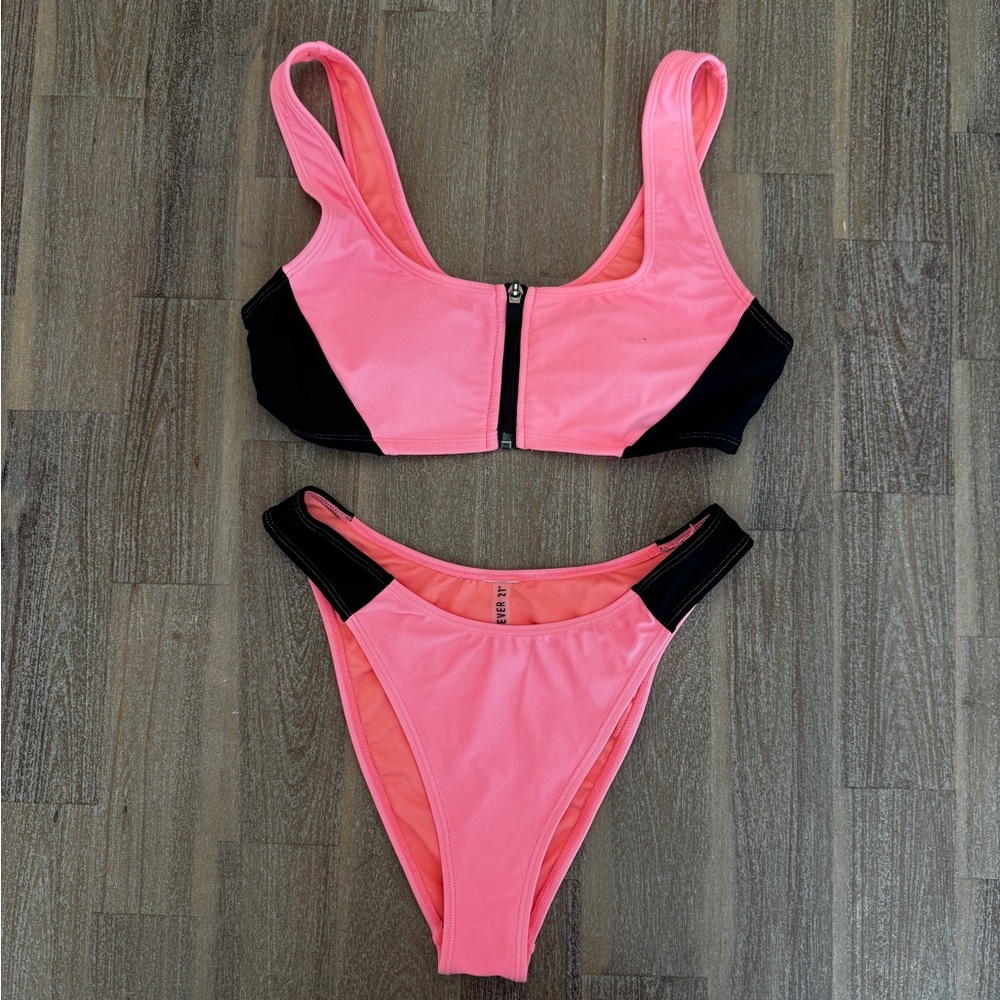 Orange & Black Sporty Bikini Medium
